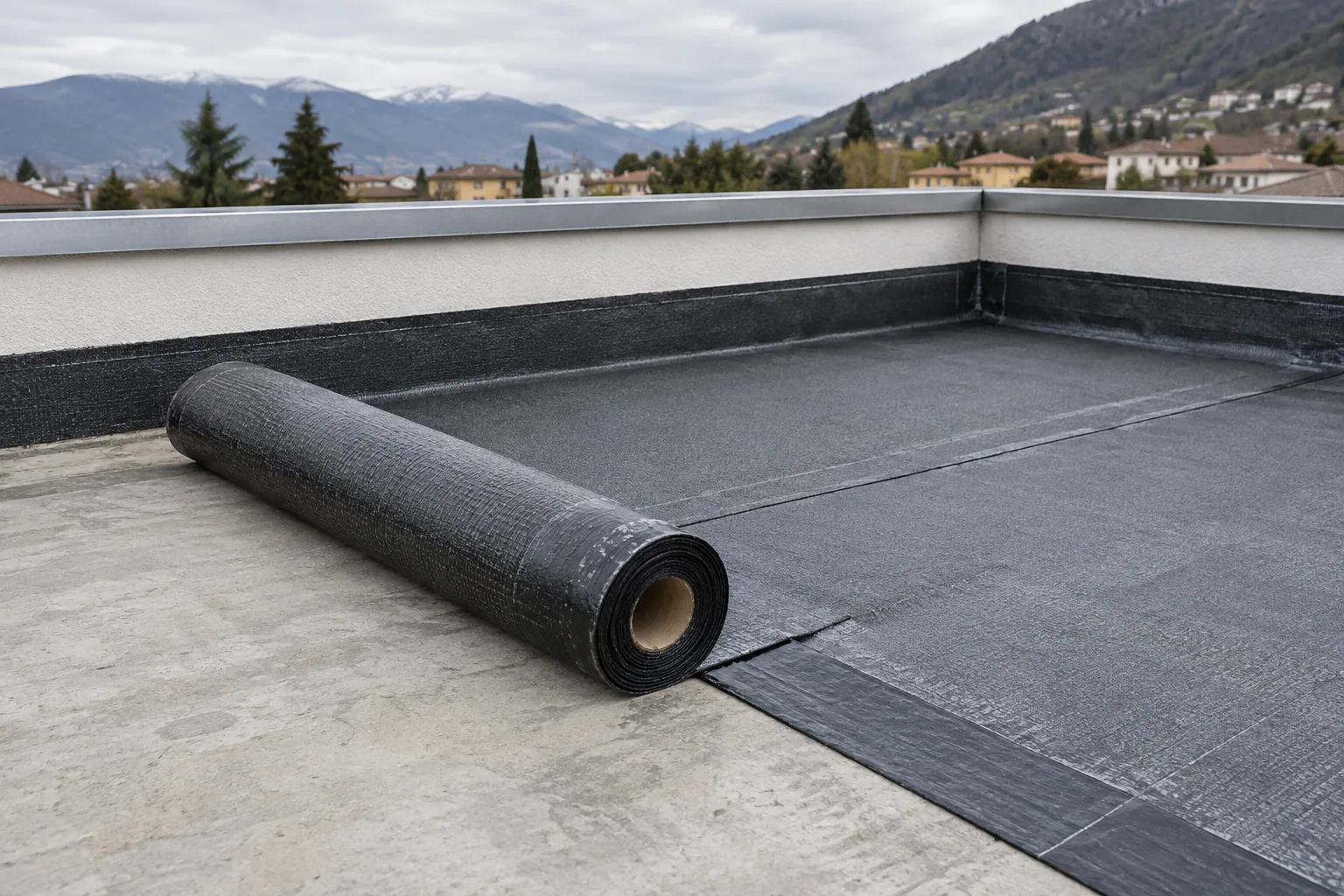 Esempio illustrativo di guaina impermeabilizzante su una terrazza